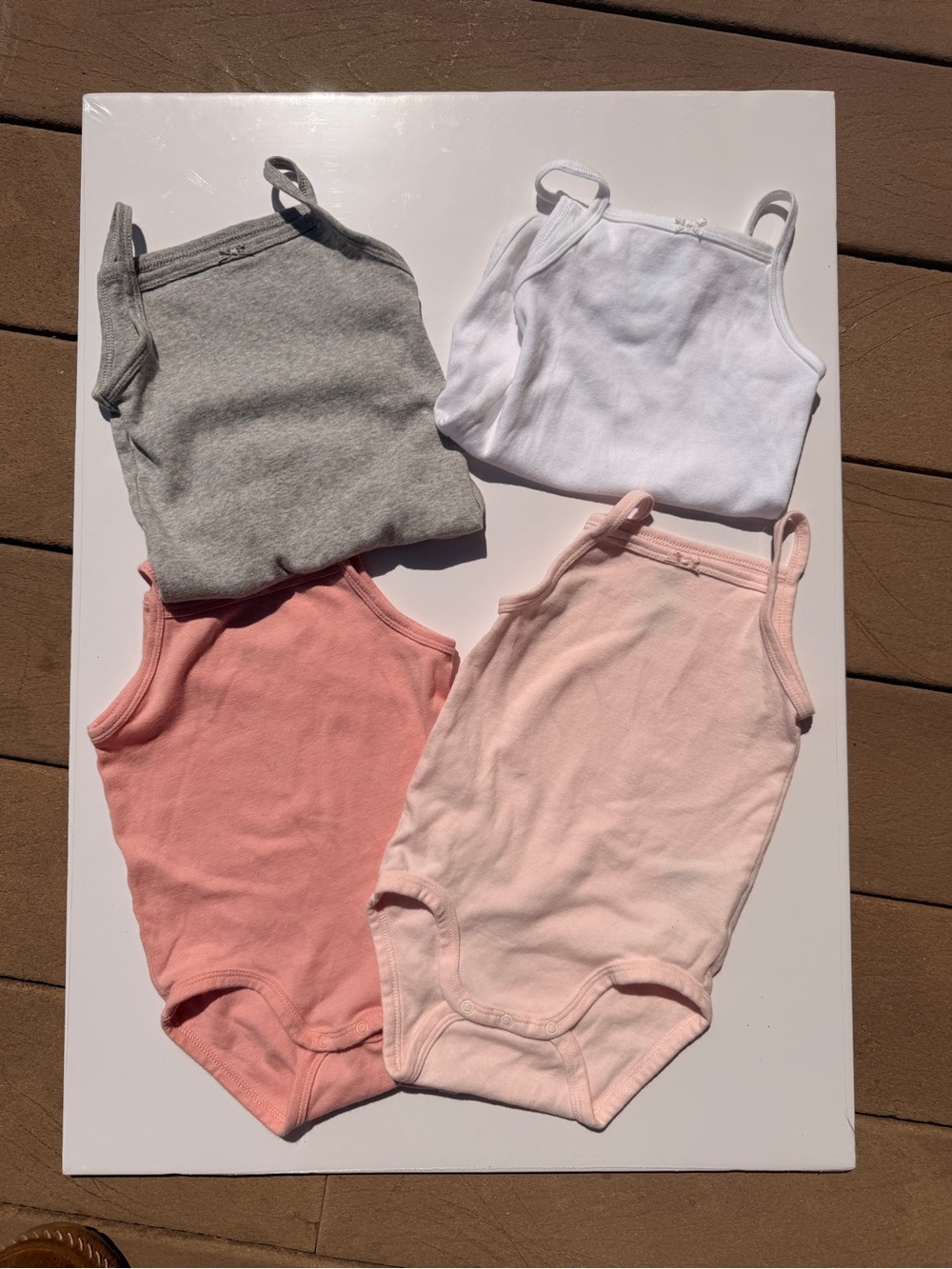BUNDLE - Kids H&MCotton Tank One-Piece Bodysuits - White, Gray, Pink, Light Pink